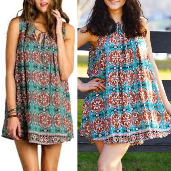 Umgee Dresses & Skirts - 3/$20 Umgee Boho Print Flowy Tunic Dress